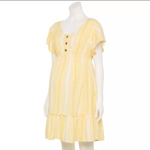 Sonoma Goods For Life® Maternity Tiered Dress Yellow Linen L Cottagecore